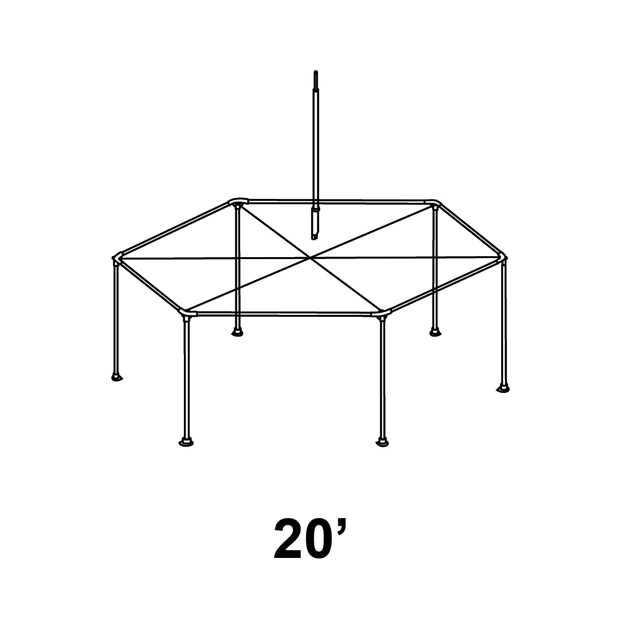 20' Pinnacle Series Hexagon High Peak Frame Tent Replacement Frame