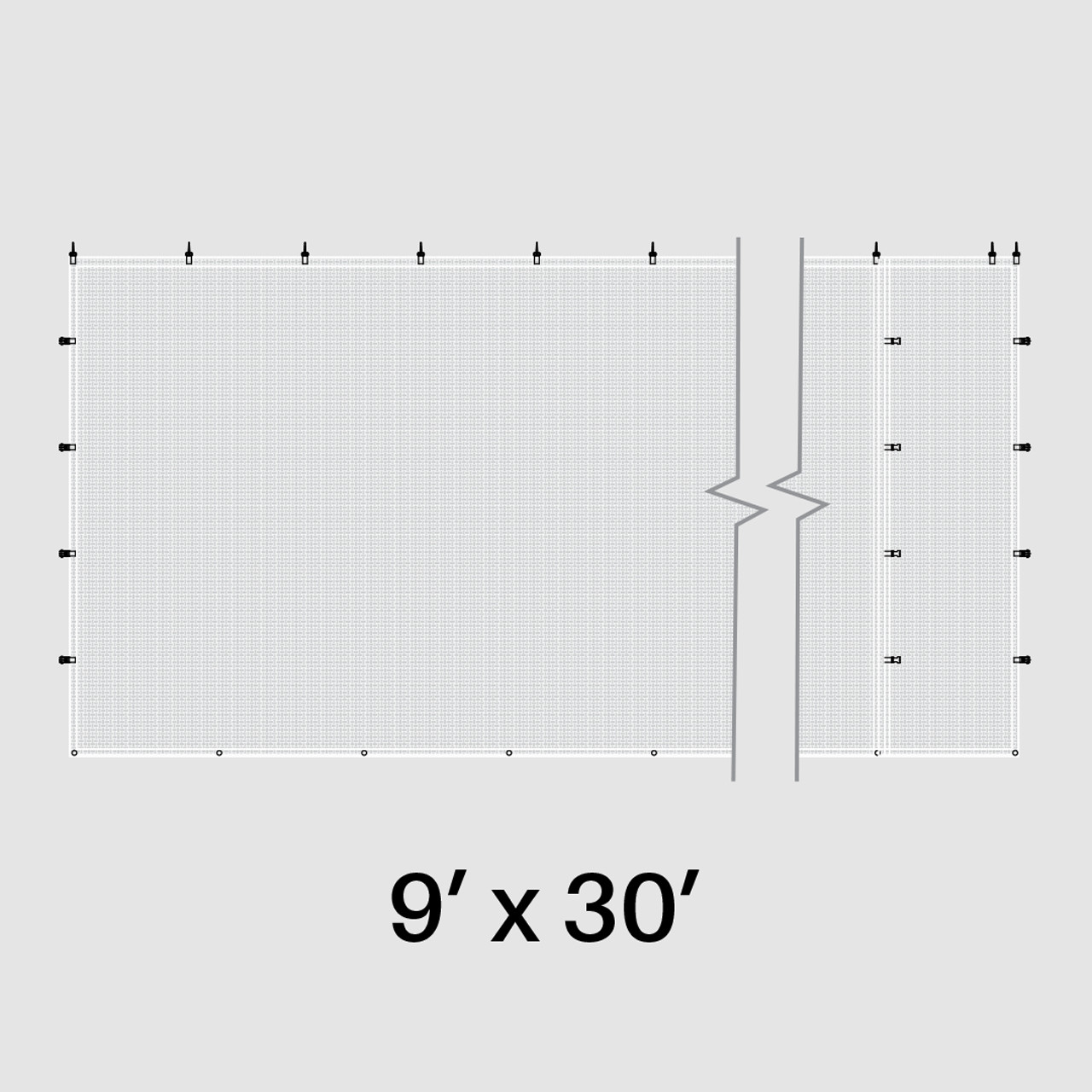 9'x30' White Mesh Sidewall