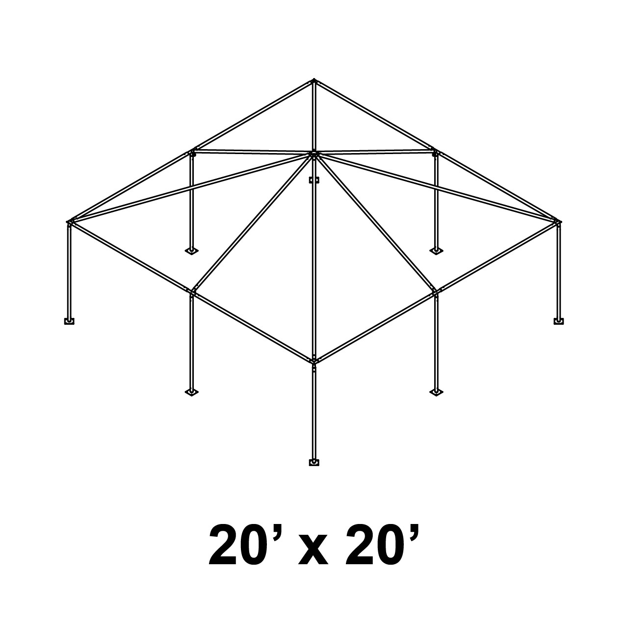 20' x 20' Classic Frame Aluminum Single Tube 10' Pole and Fitting Kit