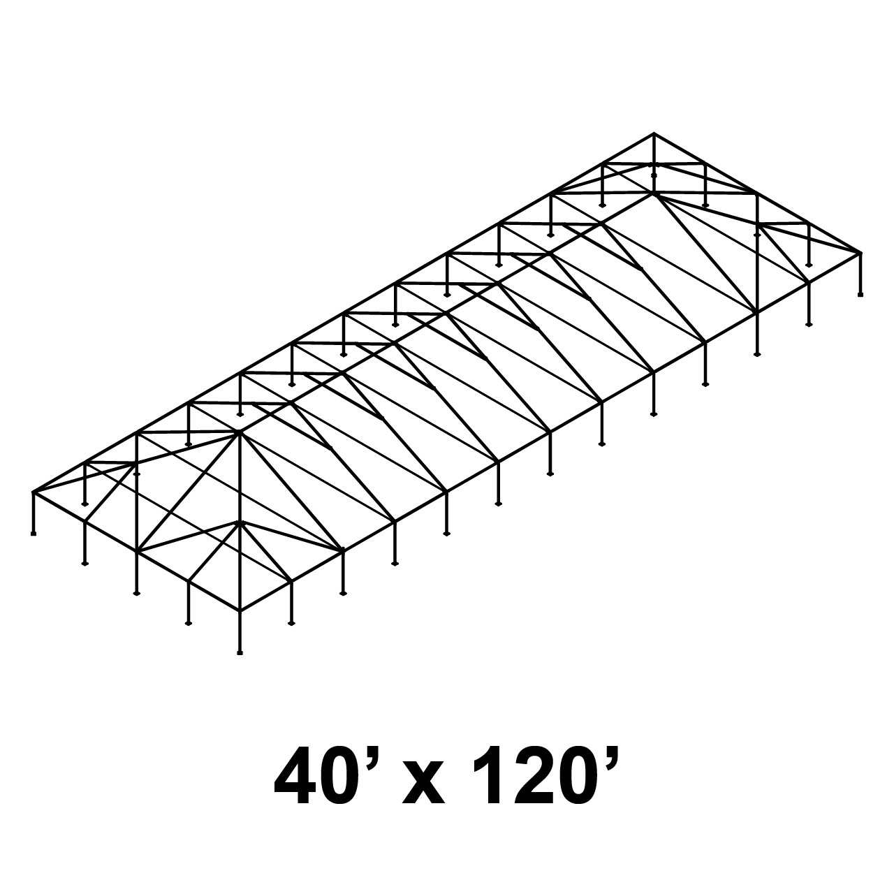 40' x 120' Classic Frame Aluminum Single Tube 10' Pole and Fitting Kit