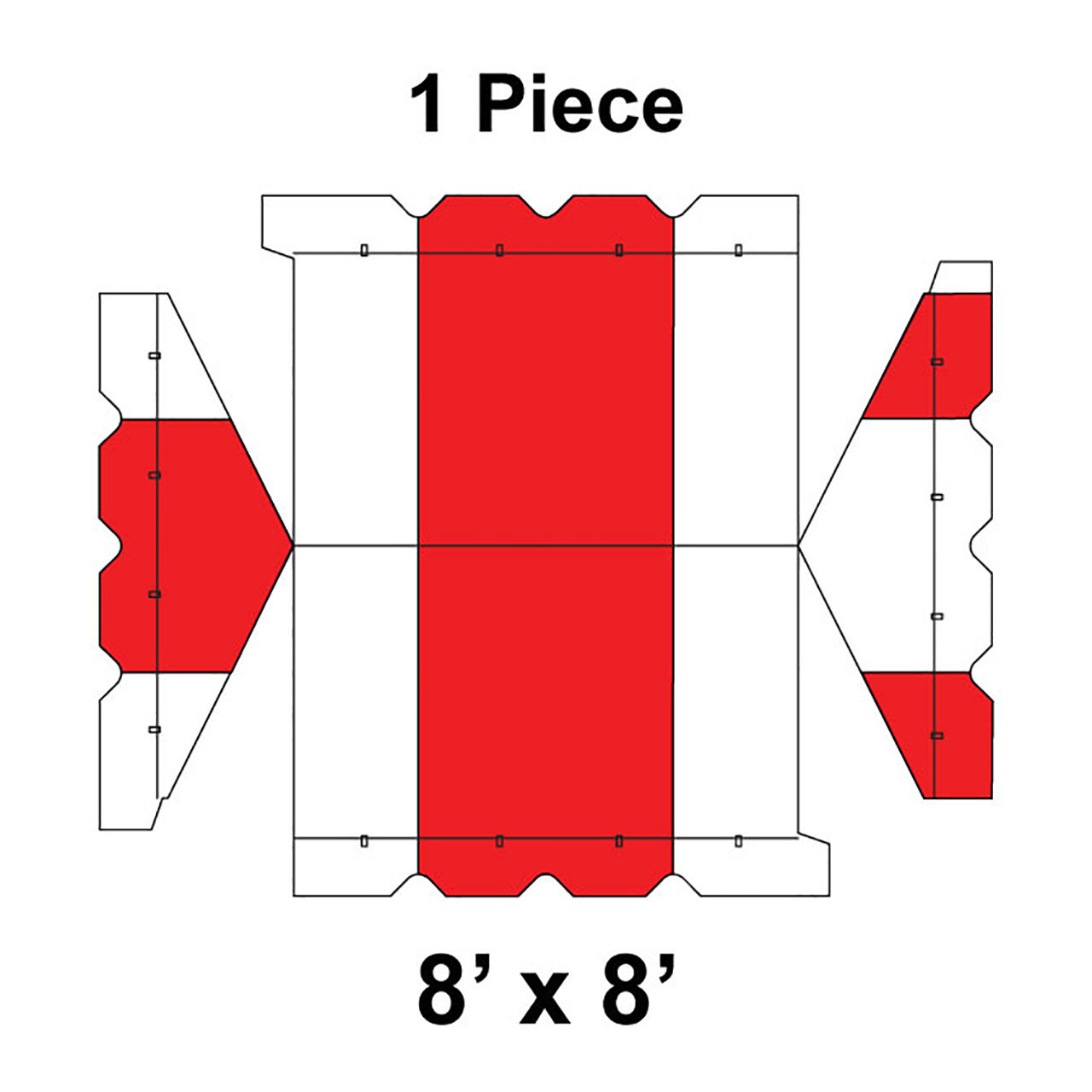 8' x 8' Gable Frame Tent, 1 Piece, 16 oz. Ratchet Top, White and Red