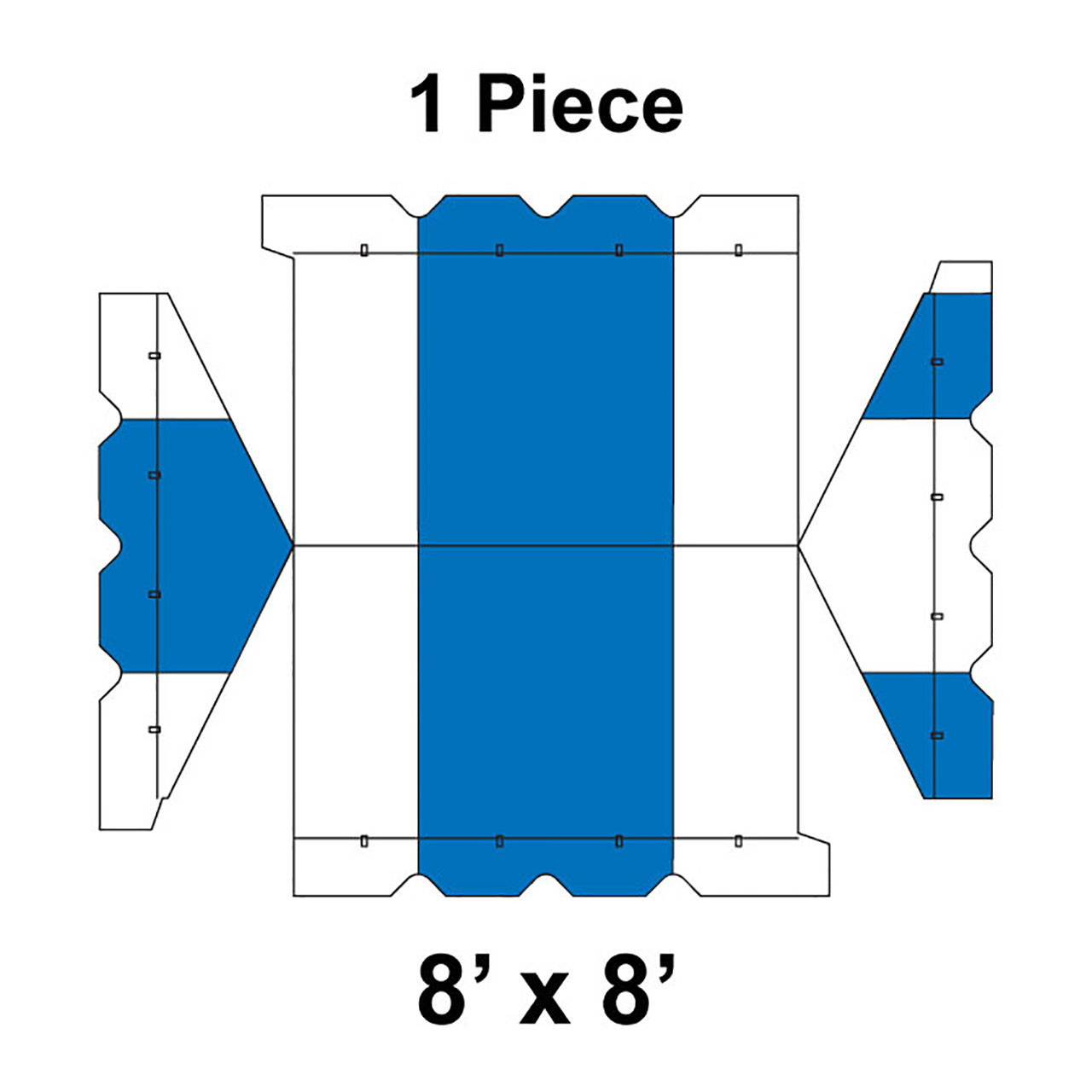 8' x 8' Gable Frame Tent, 1 Piece, 16 oz. Ratchet Top, White and Blue
