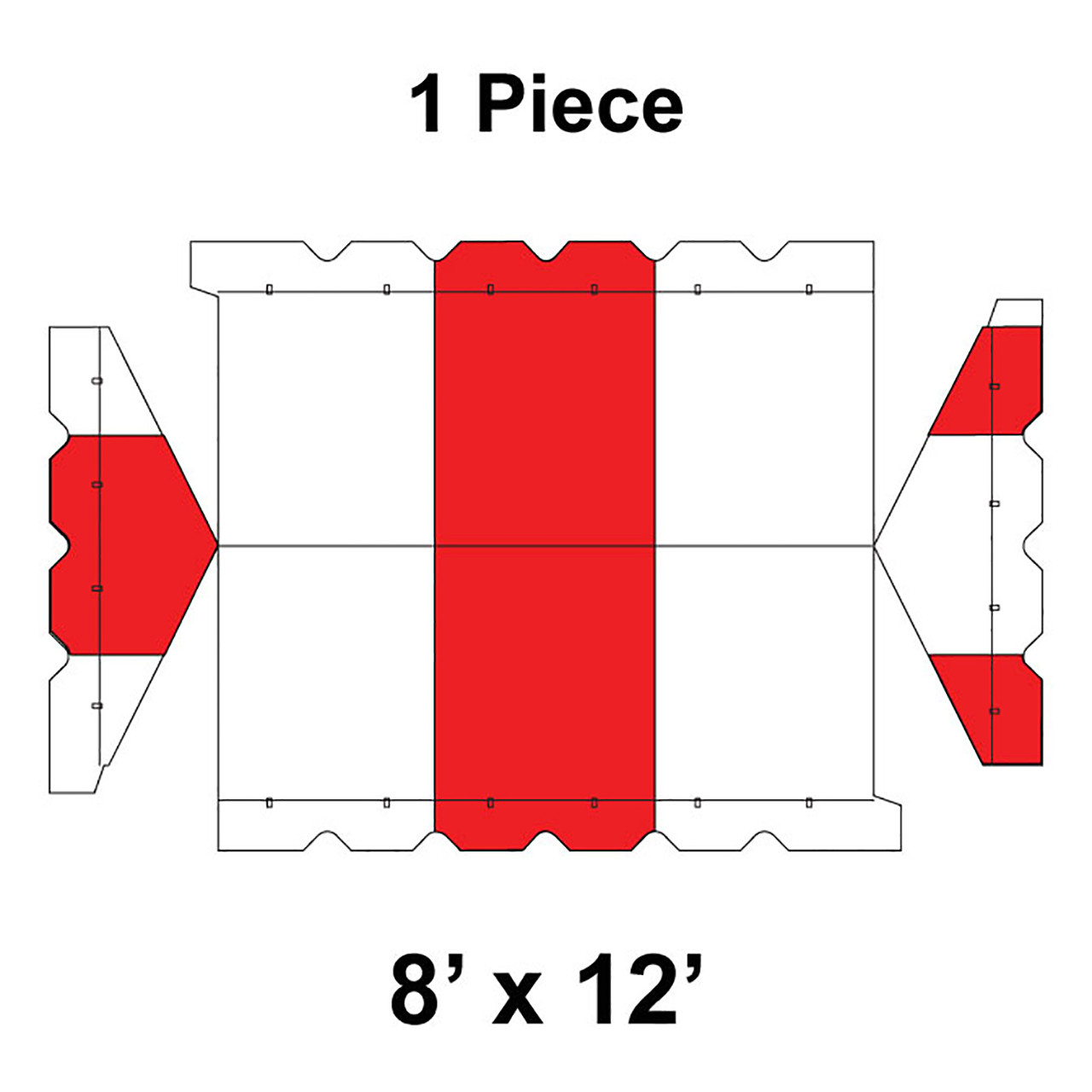 8' x 12' Gable Frame Tent, 1 Piece, 16 oz. Ratchet Top, White and Red