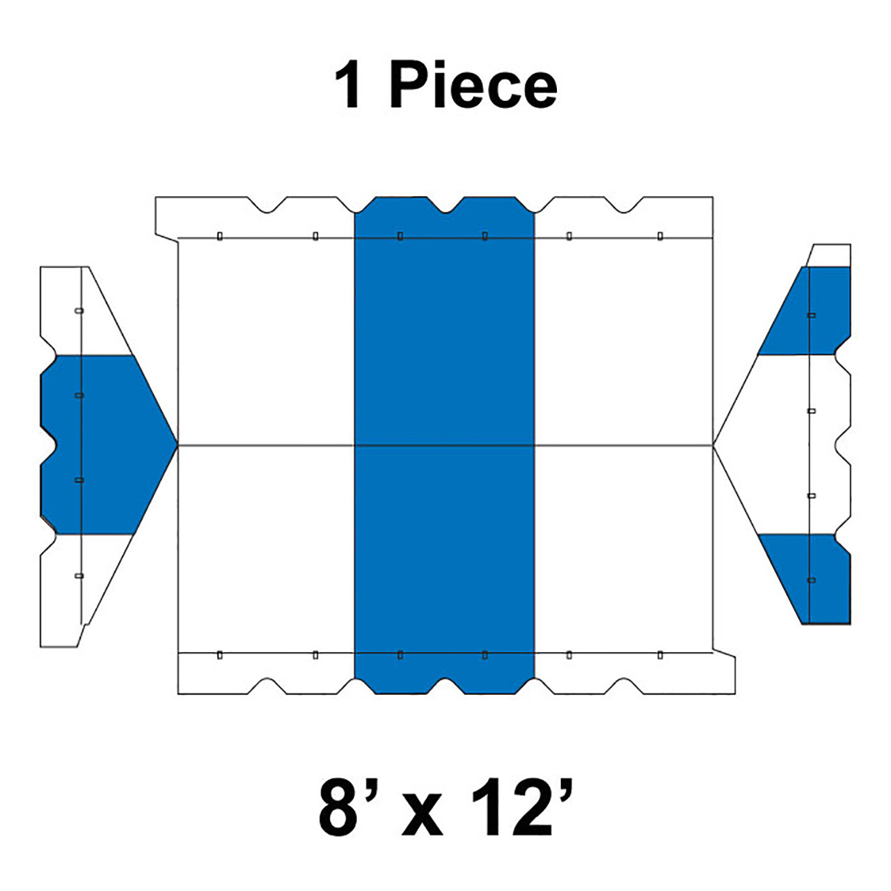 8' x 12' Gable Frame Tent, 1 Piece, 16 oz. Ratchet Top, White and Blue