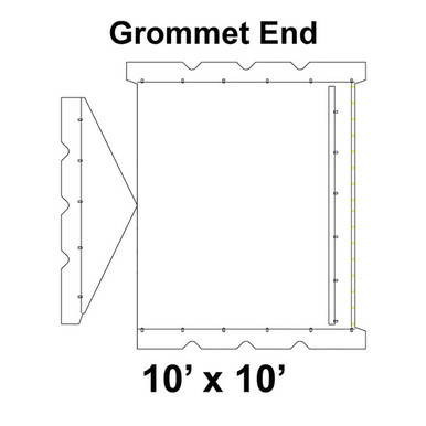 10' x 10' Gable Frame Tent Grommet End, 16 oz. Ratchet Top, Solid White, diagram showing the grommet end detail of the outdoor event tent.