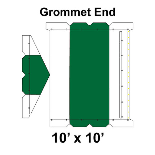 10' x 10' Gable Frame Tent Grommet End, 16 oz. Ratchet Top, White and Forest Green
