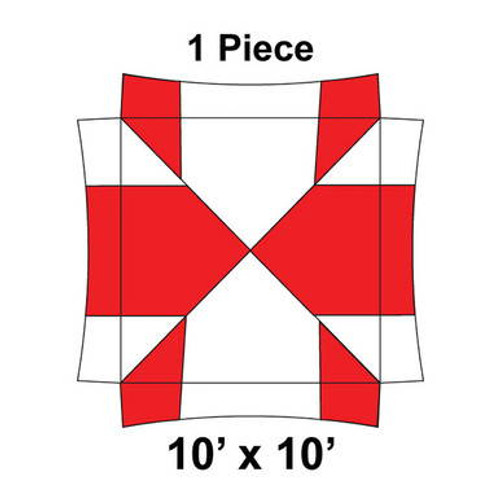 10' x 10' Master Series Frame Tent, 1 Piece, 16 oz. Ratchet Top, White and Red