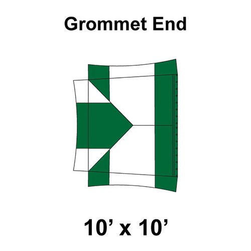 10' x 10' Master Series Frame Tent Grommet End, 16 oz. Ratchet Top, White and Forest Green