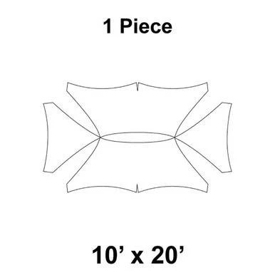10' x 20' 16 oz. White Pinnacle Series Cross Cable Top, outline drawing of the tarp with cross cable pattern.