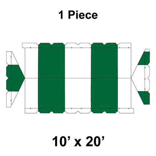 10' x 20' Gable Frame Tent, 1 Piece, 16 oz. Ratchet Top, White and Forest Green
