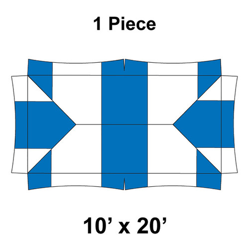 10' x 20' Master Series Frame Tent, 1 Piece, 16 oz. Ratchet Top, White and Blue-product-main_image -product-main_image