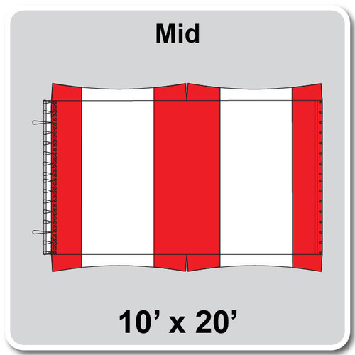 10' x 20' Master Series Frame Tent Mid, 16 oz. Ratchet Top, White and Red