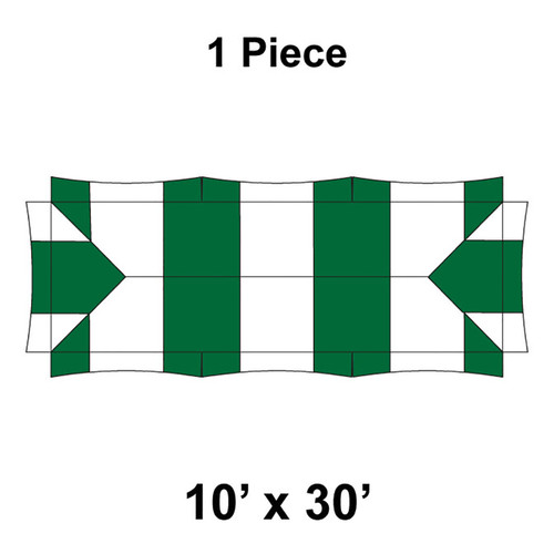 10' x 30' Master Series Frame Tent, 1 Piece, 16 oz. Ratchet Top, White and Forest Green