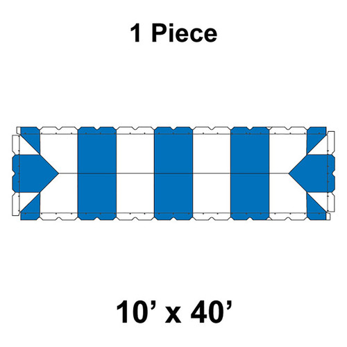 10' x 40' Classic Frame Tent, 1 Piece, 16 oz. Ratchet Top, White and Blue