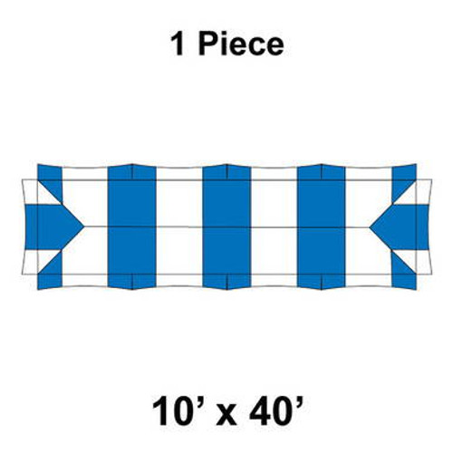 10' x 40' Master Series Frame Tent, 1 Piece, 16 oz. Ratchet Top, White and Blue
