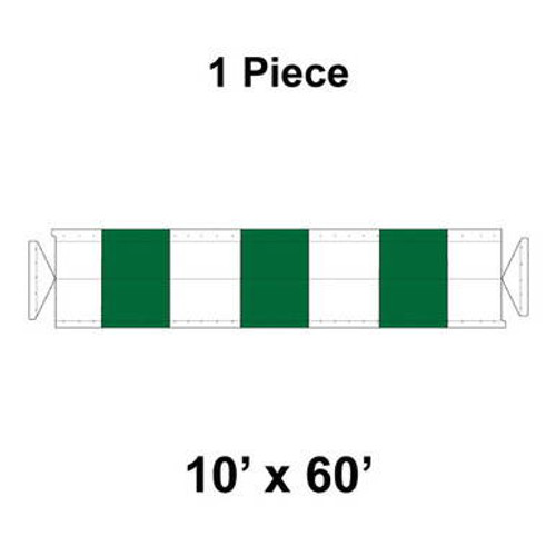10' x 60' Gable Frame Tent, 1 Piece, 16 oz. Ratchet Top, White and Forest Green