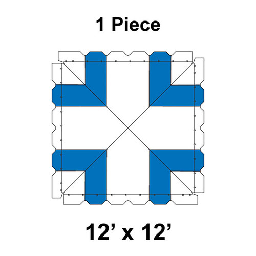 12' x 12' Classic Frame Tent, 1 Piece, 16 oz. Ratchet Top, White and Blue-product-main_image -product-main_image