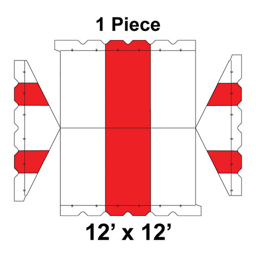 12' x 12' Gable Frame Tent, 1 Piece, 16 oz. Ratchet Top, White and Red 12' x 12' Gable Frame Tent, 1 Piece, 16 oz. Ratchet Top, White and Red