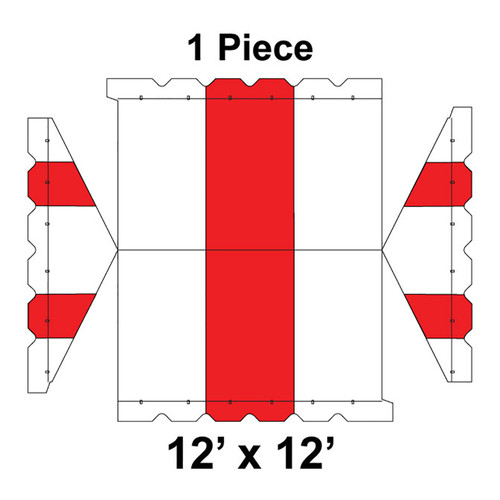 12' x 12' Gable Frame Tent, 1 Piece, 16 oz. Ratchet Top, White and Red