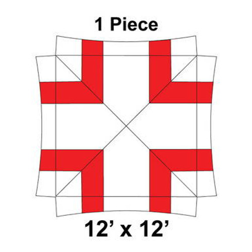 12' x 12' Master Series Frame Tent, 1 Piece, 16 oz. Ratchet Top, White and Red