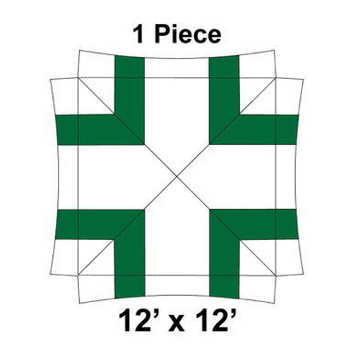 12' x 12' Master Series Frame Tent, 1 Piece, 16 oz. Ratchet Top, White and Forest Green
