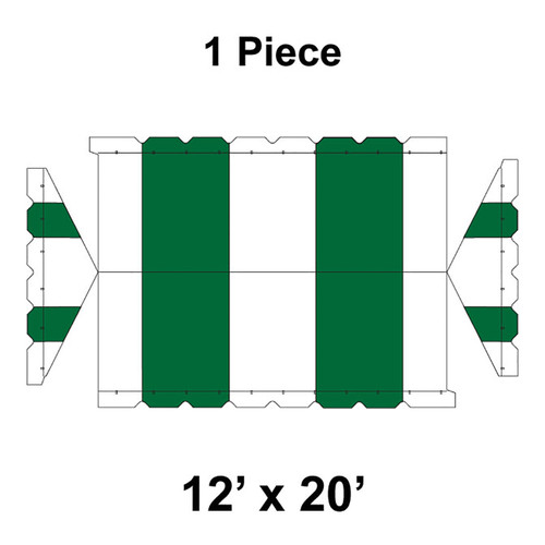 12' x 20' Gable Frame Tent, 1 Piece, 16 oz. Ratchet Top, White and Forest Green