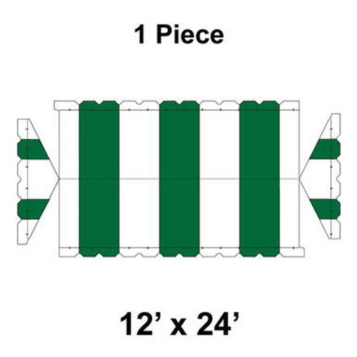 12' x 24' Gable Frame Tent, 1 Piece, 16 oz. Ratchet Top, White and Forest Green