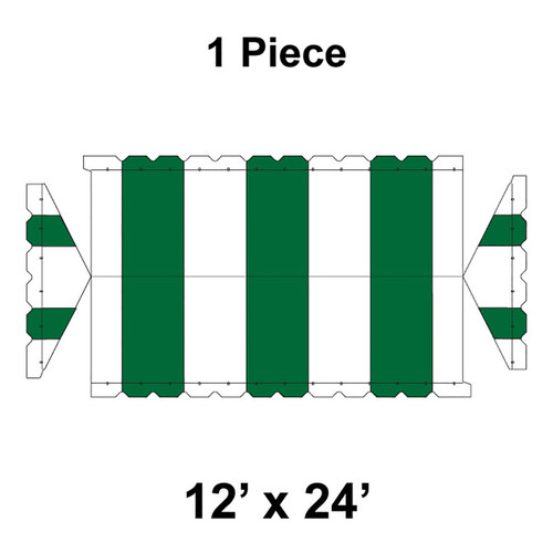 12' x 24' Gable Frame Tent, 1 Piece, 16 oz. Ratchet Top, White and Forest Green