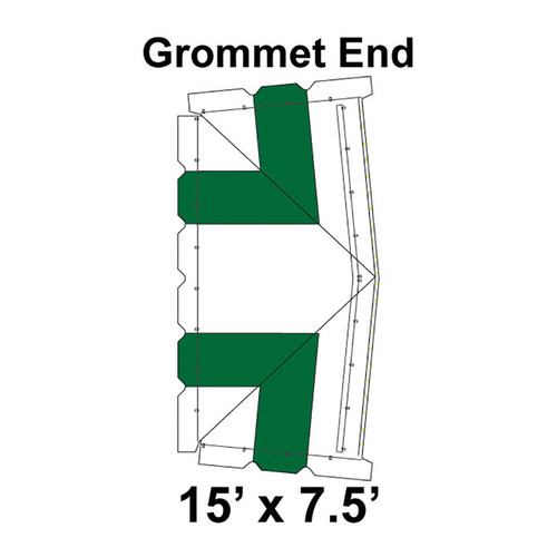 15' x 7.5' Classic Frame Tent Grommet End, 16 oz. Ratchet Top, White and Forest Green 15' x 7.5' Classic Frame Tent Grommet End, 16 oz. Ratchet Top, White and Forest Green