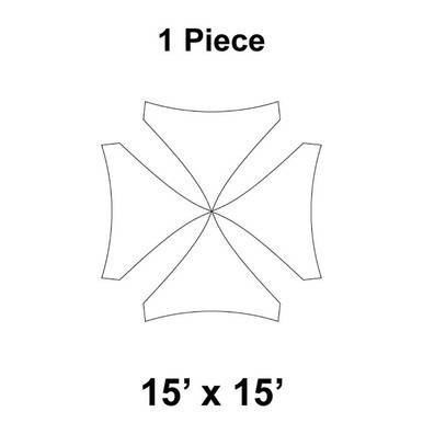 15' x 15' 16 oz. White Pinnacle Series Cross Cable Top, schematic outline of the fabric top with cross cable pattern.