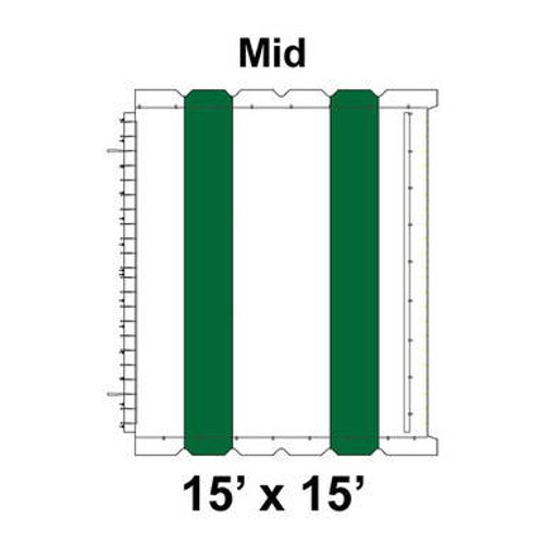 15' x 15' Classic Frame Tent Mid, 16 oz. Ratchet Top, White and Forest Green 15' x 15' Classic Frame Tent Mid, 16 oz. Ratchet Top, White and Forest Green