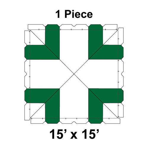 15' x 15' Classic Pole Tent, 1 Piece, 16 oz. Ratchet Top, White and Forest Green