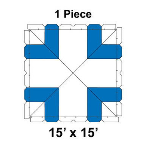 15' x 15' Classic Pole Tent, 1 Piece, 16 oz. Ratchet Top, White and Blue 15' x 15' Classic Pole Tent, 1 Piece, 16 oz. Ratchet Top, White and Blue