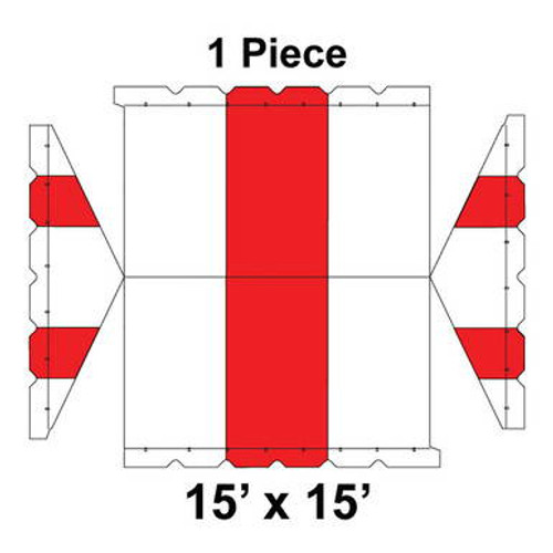 15' x 15' Gable Frame Tent, 1 Piece, 16 oz. Ratchet Top, White and Red 15' x 15' Gable Frame Tent, 1 Piece, 16 oz. Ratchet Top, White and Red