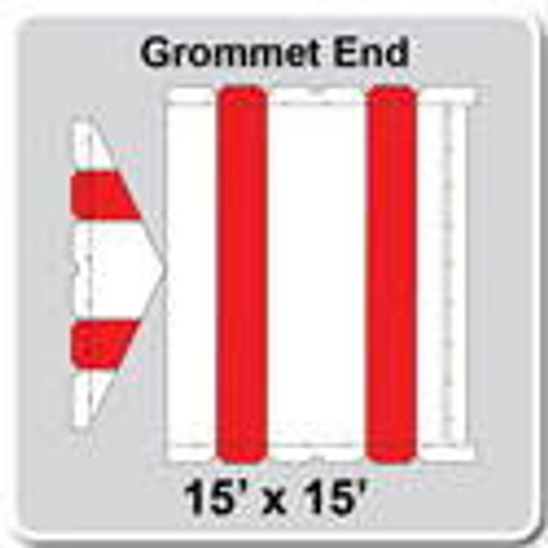 15' x 15' Gable Frame Tent Grommet End, 16 oz. Ratchet Top, White and Red-product-main_image -product-main_image