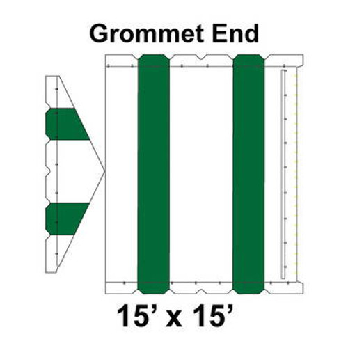 15' x 15' Gable Frame Tent Grommet End, 16 oz. Ratchet Top, White and Forest Green 15' x 15' Gable Frame Tent Grommet End, 16 oz. Ratchet Top, White and Forest Green