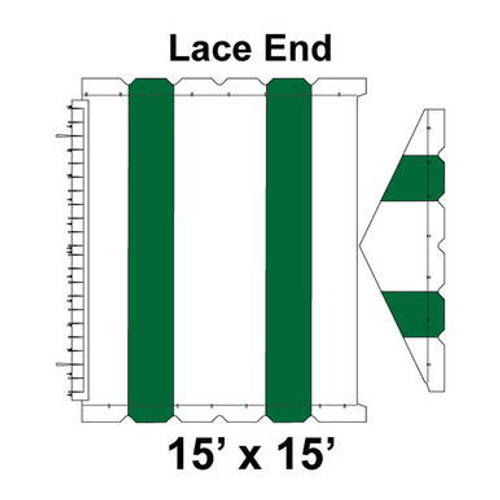 15' x 15' Gable Frame Tent Lace End, 16 oz. Ratchet Top, White and Forest Green 15' x 15' Gable Frame Tent Lace End, 16 oz. Ratchet Top, White and Forest Green