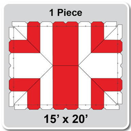 15' x 20' Classic Frame Tent, 1 Piece, 16 oz. Ratchet Top, White and Red-product-main_image -product-main_image