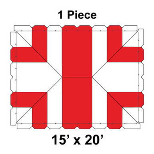 15' x 20' Classic Frame Tent, 1 Piece, 16 oz. Ratchet Top, White and Red 15' x 20' Classic Frame Tent, 1 Piece, 16 oz. Ratchet Top, White and Red