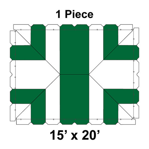 15' x 20' Classic Frame Tent, 1 Piece, 16 oz. Ratchet Top, White and Forest Green-product-main_image -product-main_image