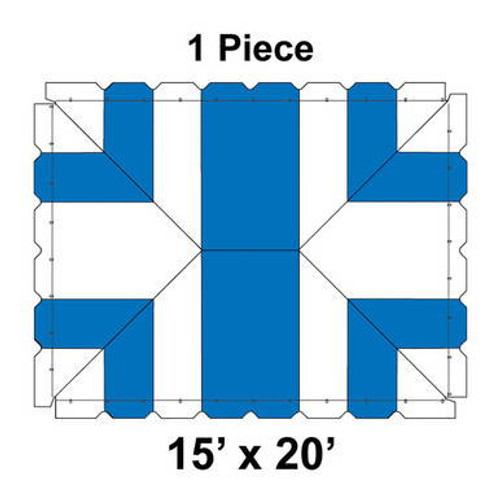 15' x 20' Classic Frame Tent, 1 Piece, 16 oz. Ratchet Top, White and Blue 15' x 20' Classic Frame Tent, 1 Piece, 16 oz. Ratchet Top, White and Blue