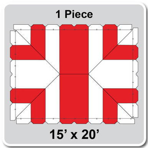 15' x 20' Classic Pole Tent, 1 Piece, 16 oz. Ratchet Top, White and Red-product-main_image -product-main_image