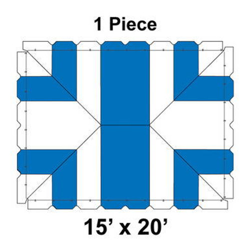 15' x 20' Classic Pole Tent, 1 Piece, 16 oz. Ratchet Top, White and Blue-product-main_image -product-main_image