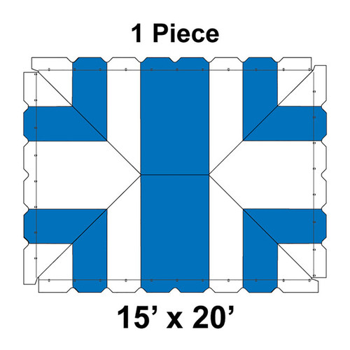 15' x 20' Classic Pole Tent, 1 Piece, 16 oz. Ratchet Top, White and Blue