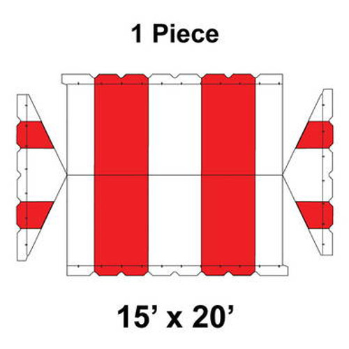 15' x 20' Gable Frame Tent, 1 Piece, 16 oz. Ratchet Top, White and Red