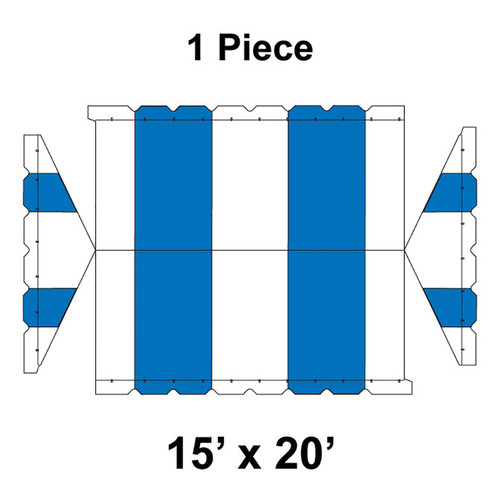 15' x 20' Gable Frame Tent, 1 Piece, 16 oz. Ratchet Top, White and Blue