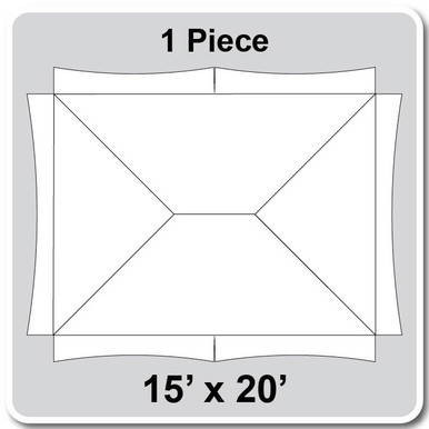 15' x 20' Master Series Frame Tent, 1 Piece, 16 oz. Ratchet Top, Solid White, warehouse or event tent layout diagram.