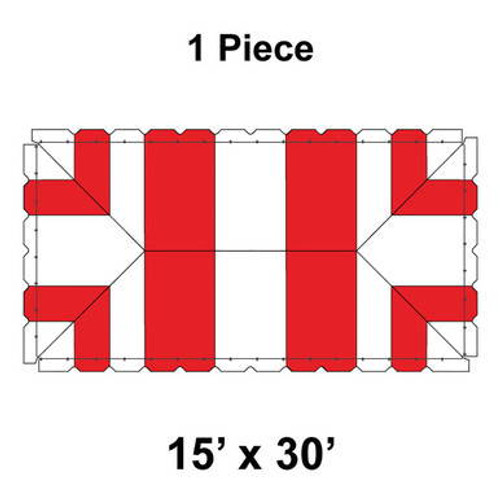 15' x 30' Classic Frame Tent, 1 Piece, 16 oz. Ratchet Top,  White and Red 15' x 30' Classic Frame Tent, 1 Piece, 16 oz. Ratchet Top,  White and Red