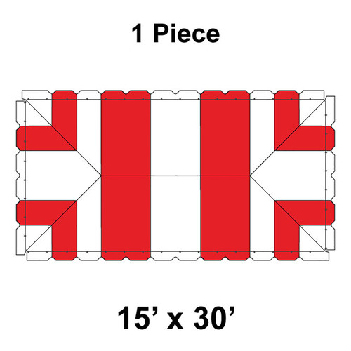 15' x 30' Classic Frame Tent, 1 Piece, 16 oz. Ratchet Top, White and Red-product-main_image -product-main_image