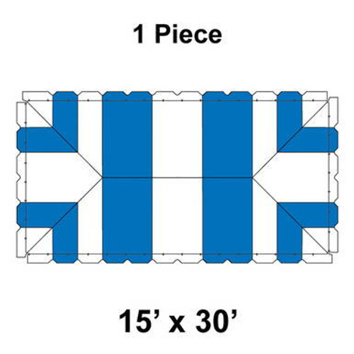 15' x 30' Classic Frame Tent, 1 Piece, 16 oz. Ratchet Top,  White and Blue 15' x 30' Classic Frame Tent, 1 Piece, 16 oz. Ratchet Top,  White and Blue